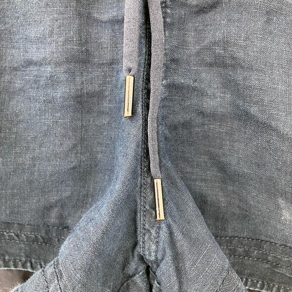 Athleta Navy Blue Pull On Drawstring Lightweight Cabo Tide Linen Shortie Shorts - Picture 6 of 8